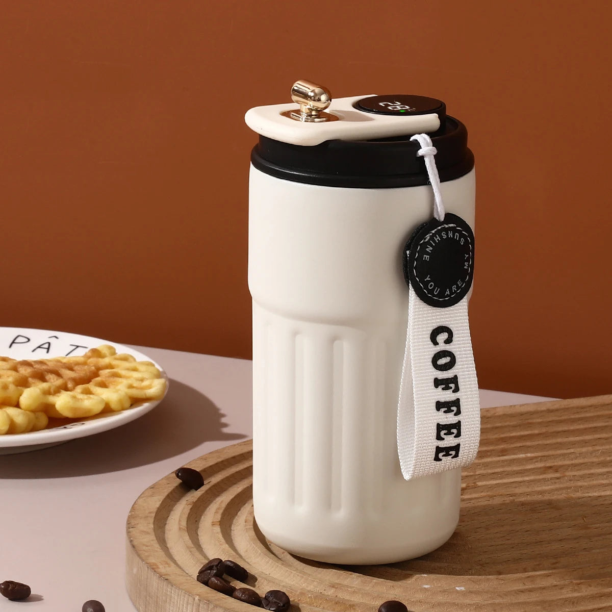 Personalized Portable Coffee Thermal Cup Digital Temperature Travel Car Bottle Custom Logo Text Drinkware for Mom Dad Christmas