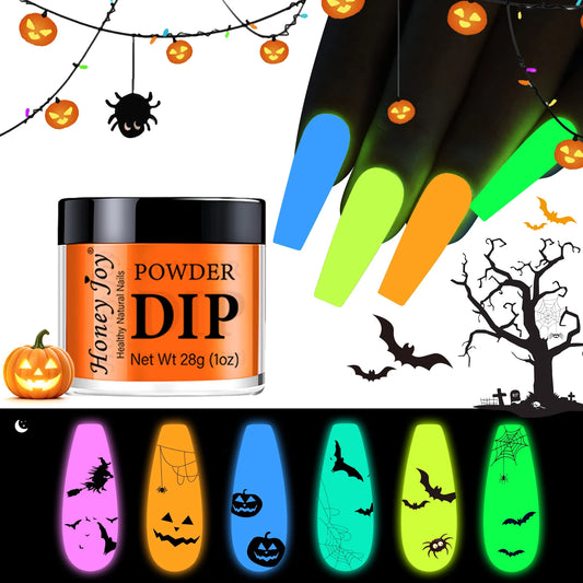 30g Glow in the Dark Dip Powder Purple/Yellow Luminous Phosphor Nail Art Powder Long-Lasting Party/Festival Manicure Decor Dust