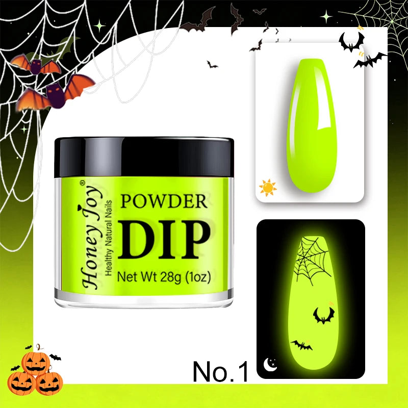 30g Glow in the Dark Dip Powder Purple/Yellow Luminous Phosphor Nail Art Powder Long-Lasting Party/Festival Manicure Decor Dust