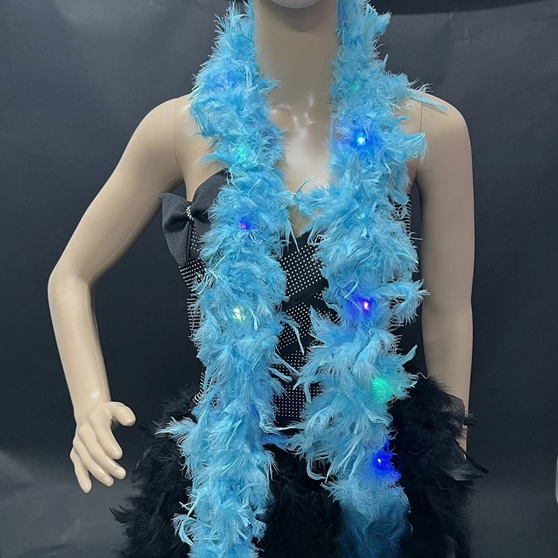 Light Up Glow Party Feather Boas for Women Girls Mardi Gras Party Decorations Costume Dress Up 2M Length 60g