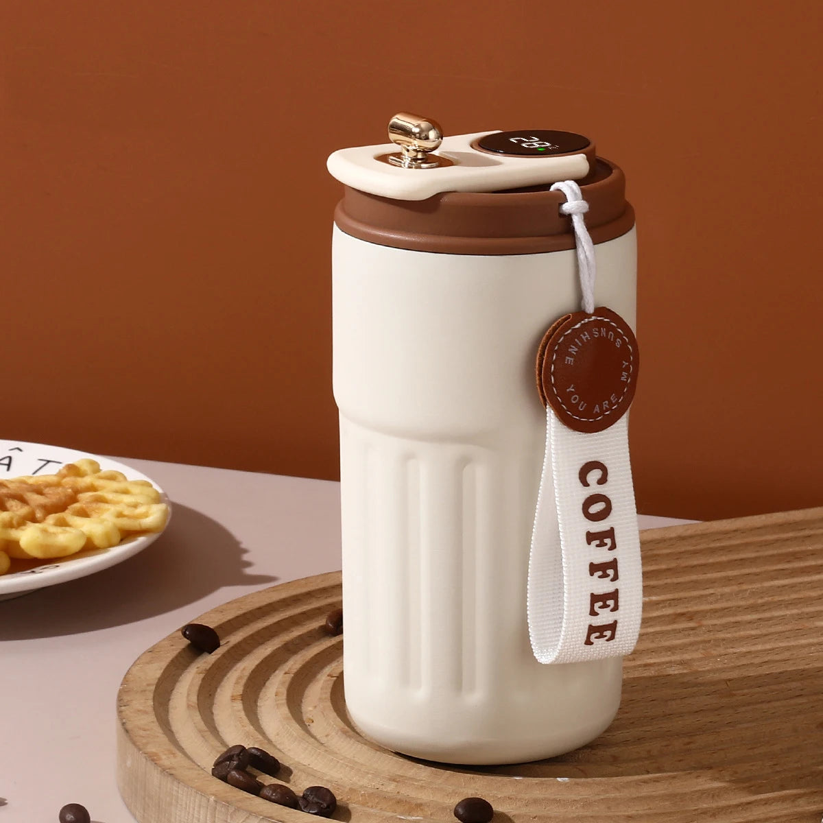 Personalized Portable Coffee Thermal Cup Digital Temperature Travel Car Bottle Custom Logo Text Drinkware for Mom Dad Christmas