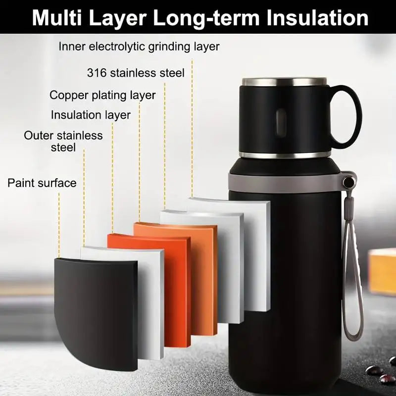 600ml Stainless Steel Coffee Cup Travel Thermal Mug Leak-Proof Thermos