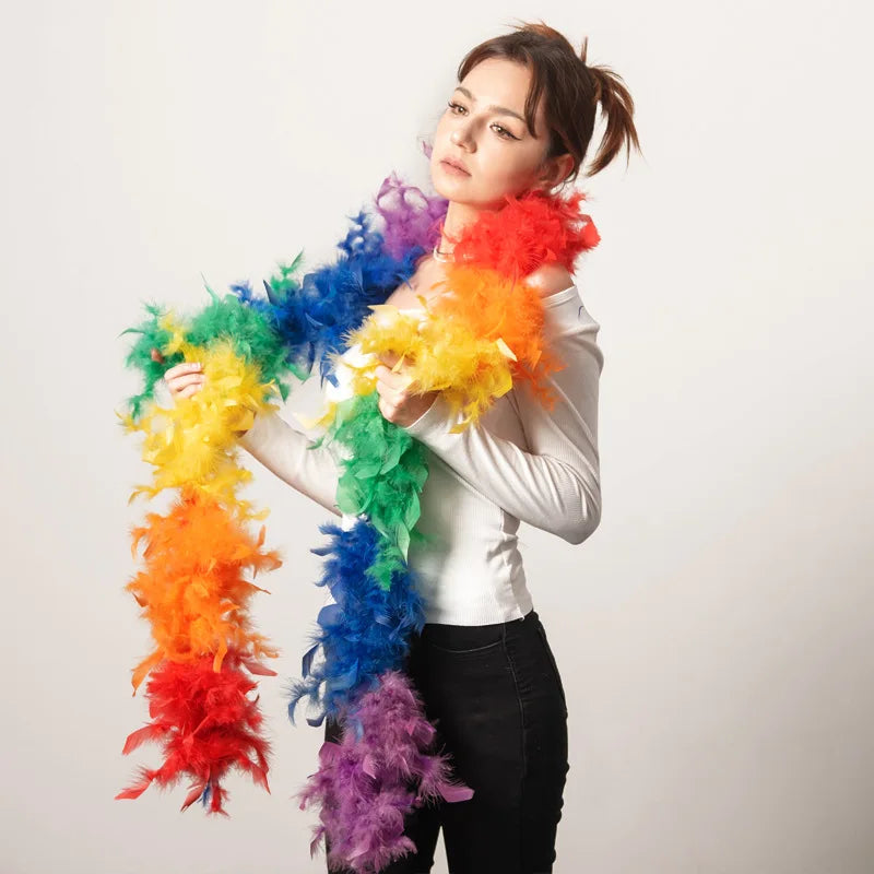 Light Up Glow Party Feather Boas for Women Girls Mardi Gras Party Decorations Costume Dress Up 2M Length 60g