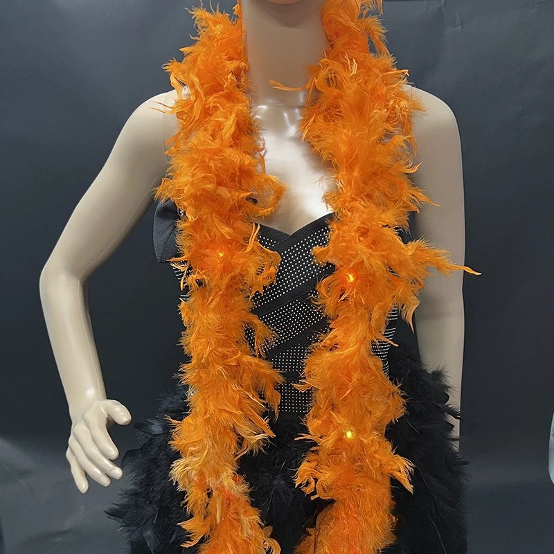Light Up Glow Party Feather Boas for Women Girls Mardi Gras Party Decorations Costume Dress Up 2M Length 60g