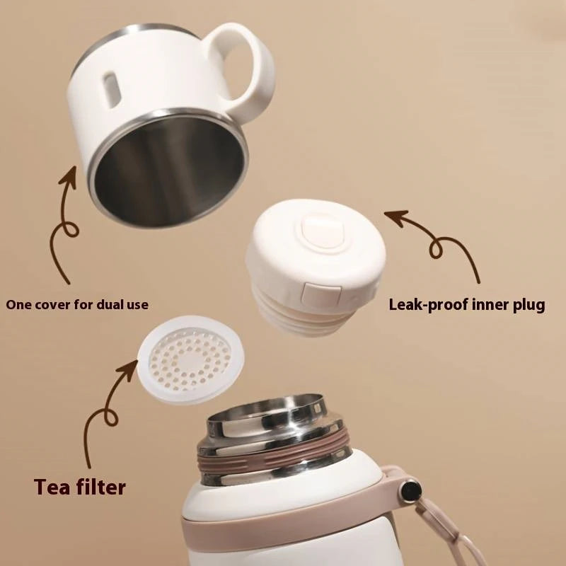 600ml Stainless Steel Coffee Cup Travel Thermal Mug Leak-Proof Thermos
