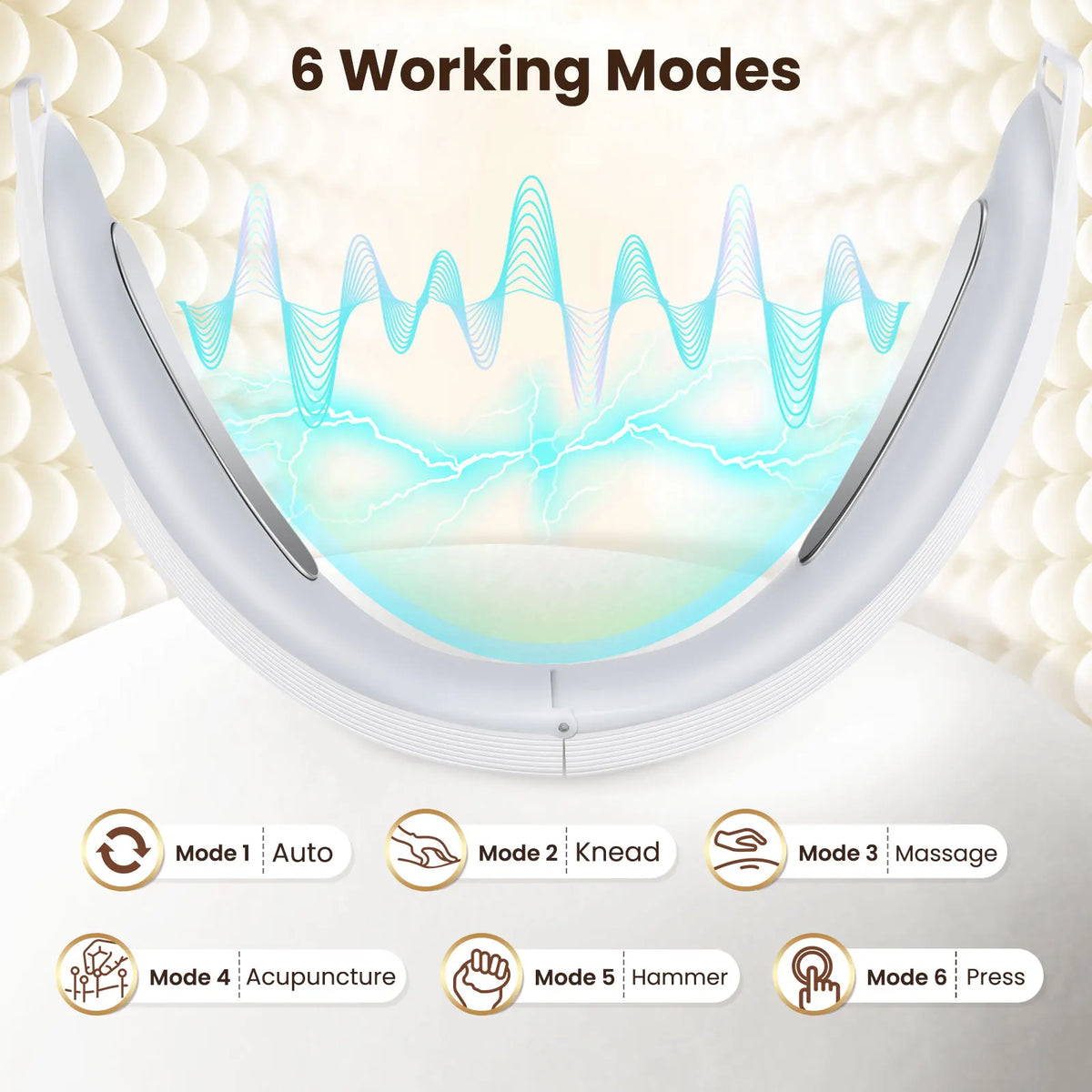 6 Mode 8 Level Vibration Facial Massager for Face Care & Contouring USB Rechargeable Skin Care Device with Adjustable Headband