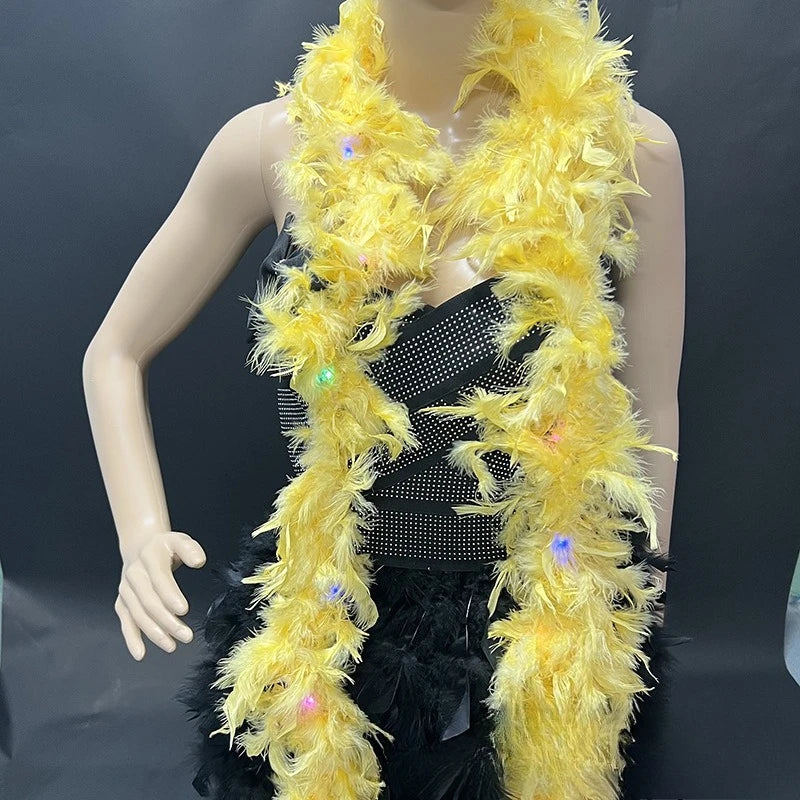 Light Up Glow Party Feather Boas for Women Girls Mardi Gras Party Decorations Costume Dress Up 2M Length 60g