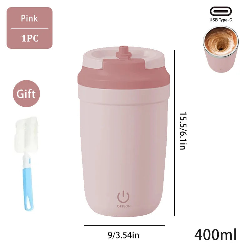 Automatic Self-Stirring Mug, Coffee and Milk Mixing Cup, Magnetic Stirring, Stainless Steel Electric Blender, 400ml