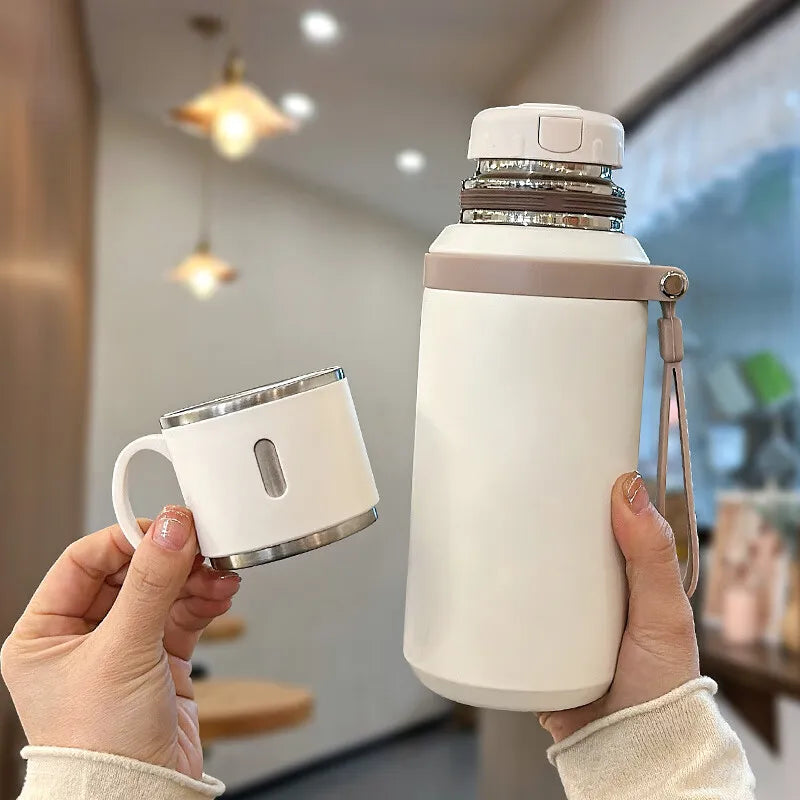 600ml Stainless Steel Coffee Cup Travel Thermal Mug Leak-Proof Thermos