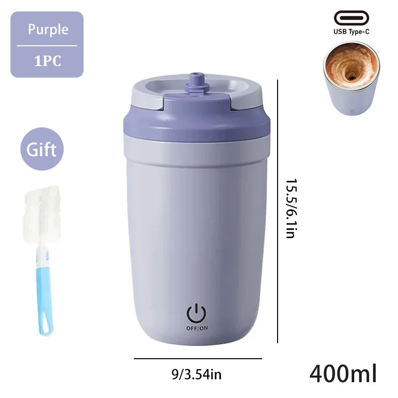 Automatic Self-Stirring Mug, Coffee and Milk Mixing Cup, Magnetic Stirring, Stainless Steel Electric Blender, 400ml