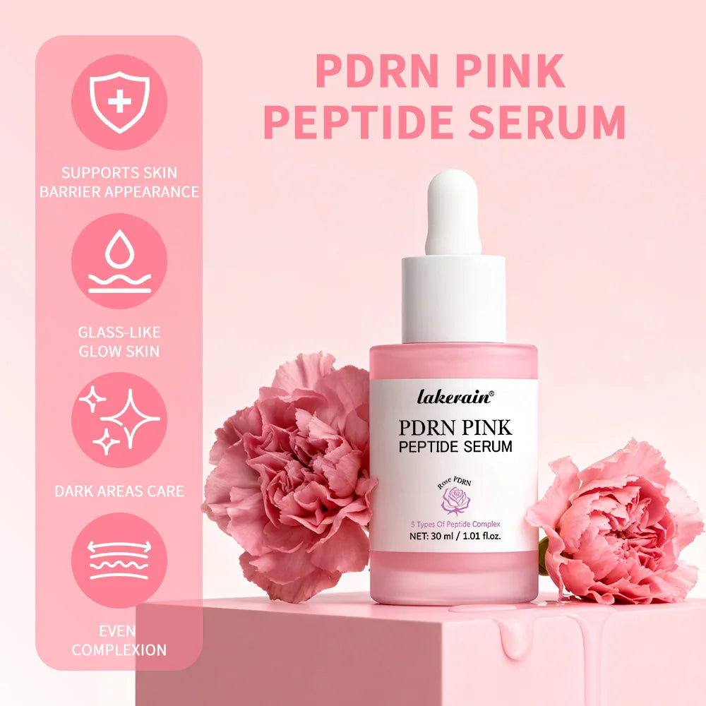 Lakerain Salmon DNA PDRN Pink Peptide Serum Smooth Face Skin Pink Glow Essence Moisturizing Hydrating Korean Skincare Product