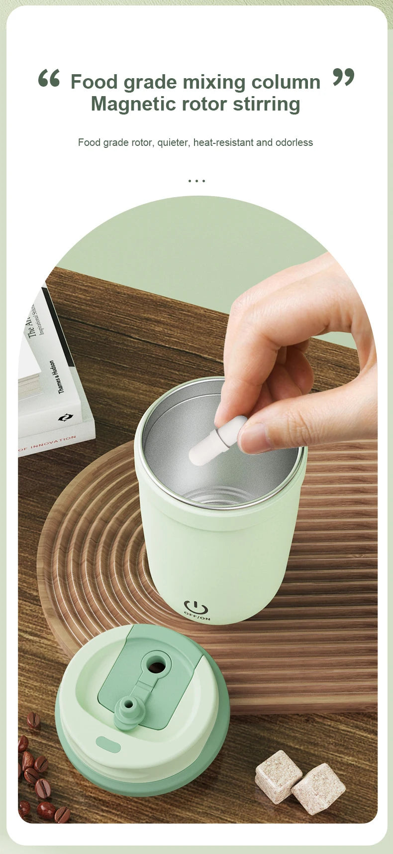 Automatic Self-Stirring Mug, Coffee and Milk Mixing Cup, Magnetic Stirring, Stainless Steel Electric Blender, 400ml