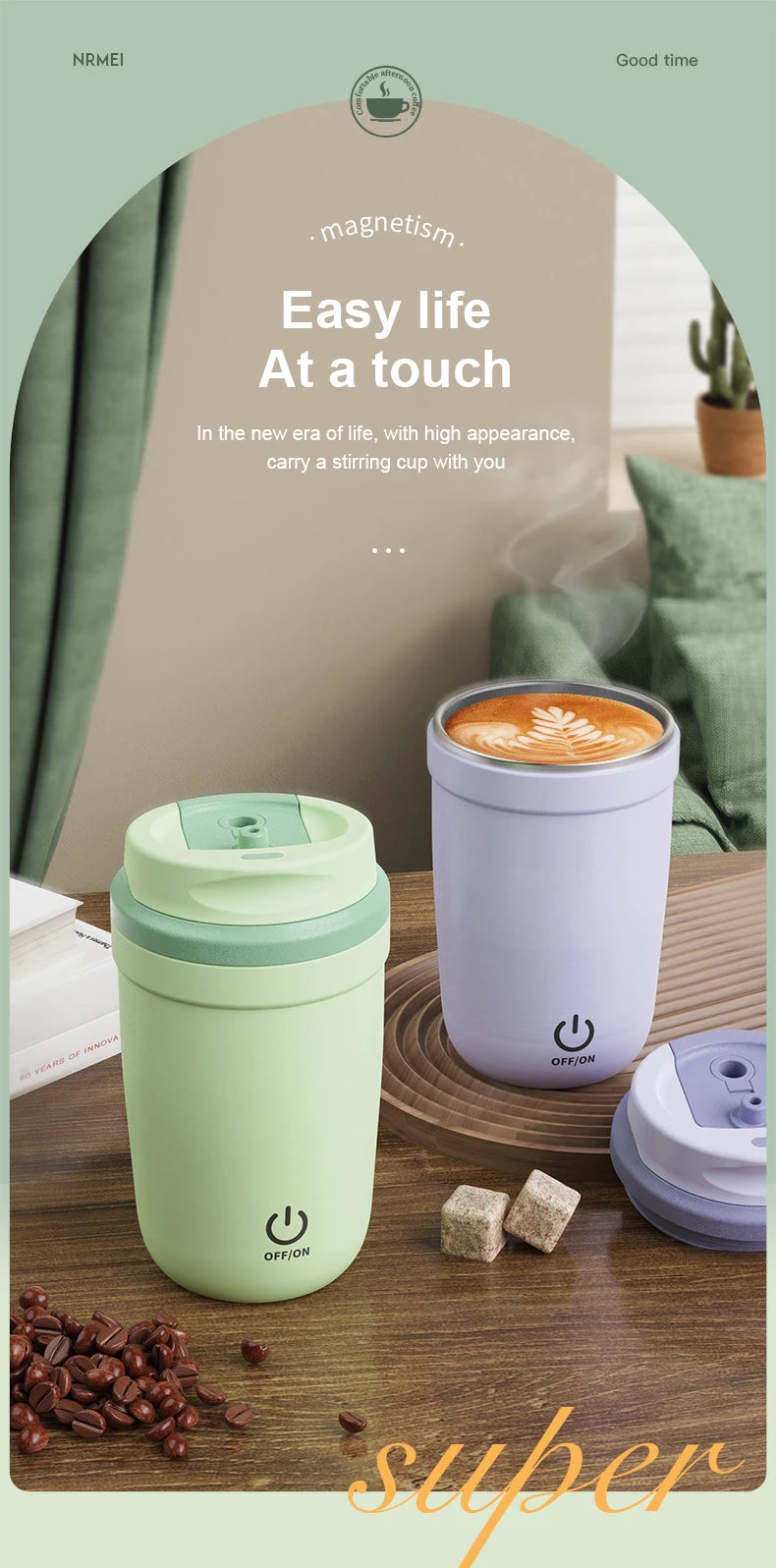 Automatic Self-Stirring Mug, Coffee and Milk Mixing Cup, Magnetic Stirring, Stainless Steel Electric Blender, 400ml