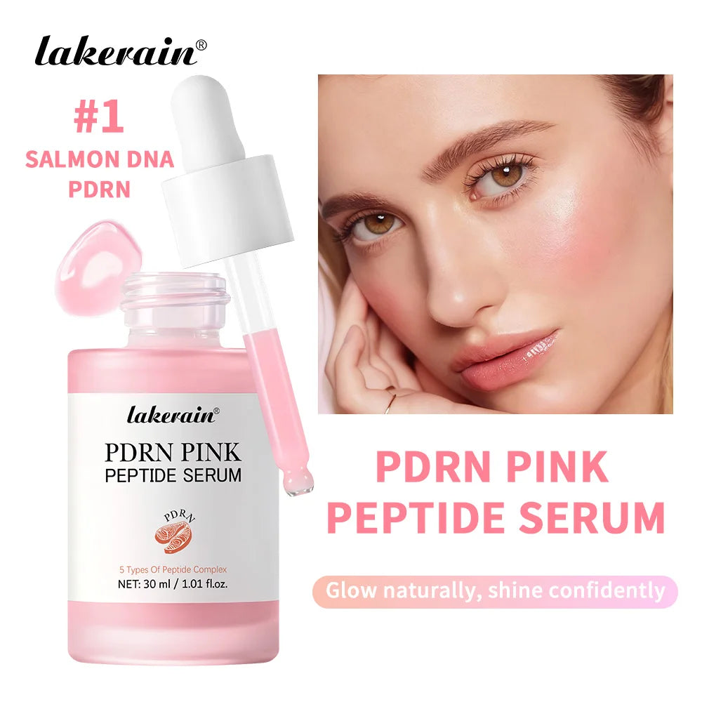 Lakerain Salmon DNA PDRN Pink Peptide Serum Smooth Face Skin Pink Glow Essence Moisturizing Hydrating Korean Skincare Product
