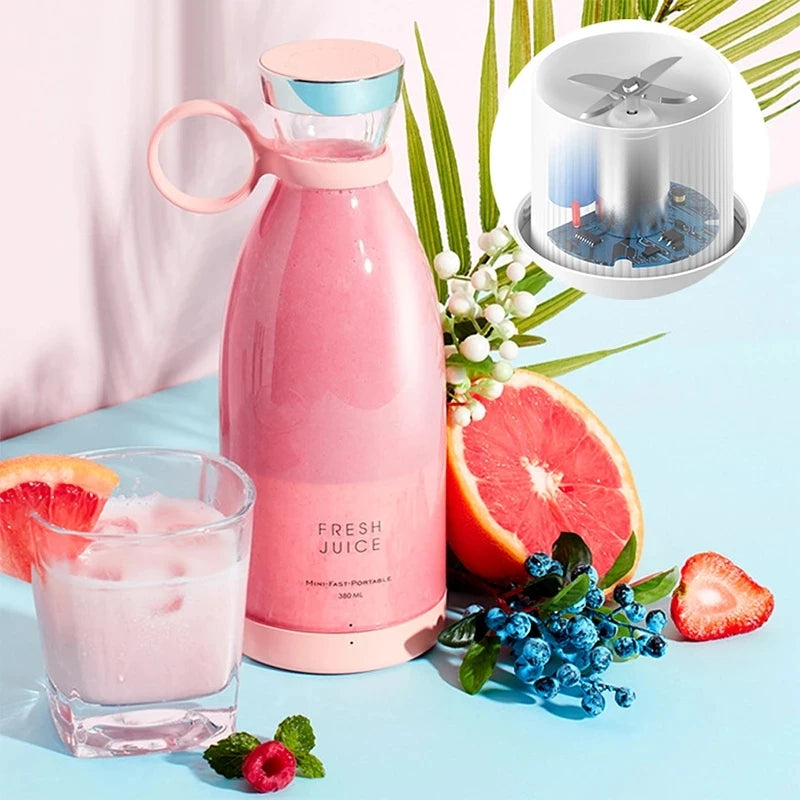 Batidora licuadora portátil recargable, mezclador inalámbrico para zumo fresco, 350 ml con cargador