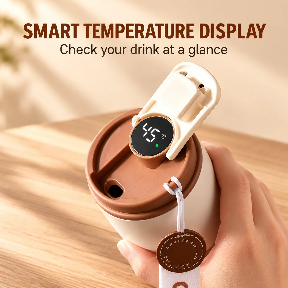 キュートなレトロ調スマート温度表示トラベルコーヒーマグ 420ML 316ステンレススチール 真空断熱カップ 漏れ防止 携帯用 アウトドア 車用