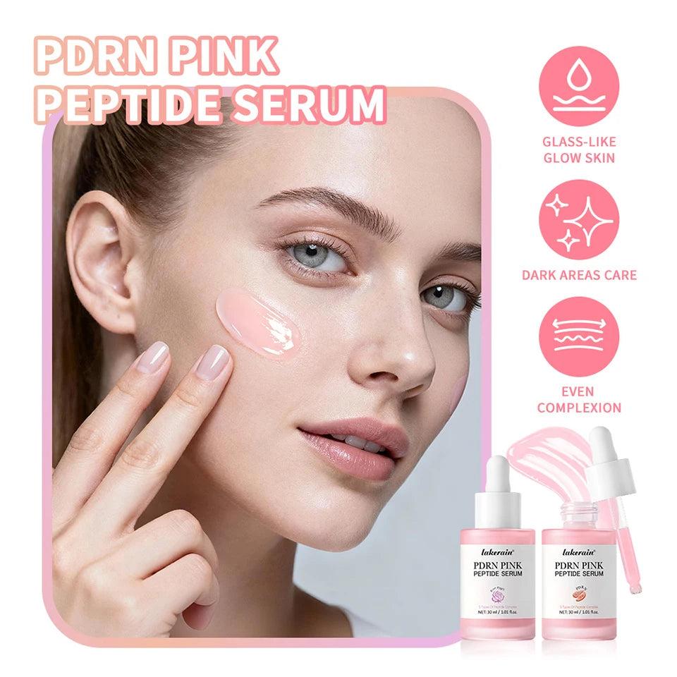 Lakerain Salmon DNA PDRN Pink Peptide Serum Smooth Face Skin Pink Glow Essence Moisturizing Hydrating Korean Skincare Product