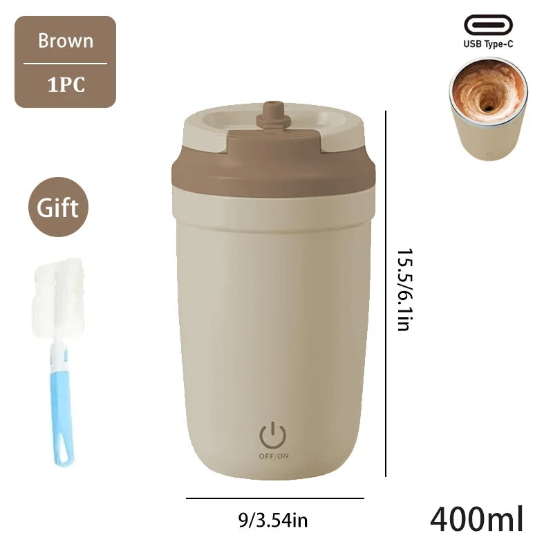 Automatic Self-Stirring Mug, Coffee and Milk Mixing Cup, Magnetic Stirring, Stainless Steel Electric Blender, 400ml