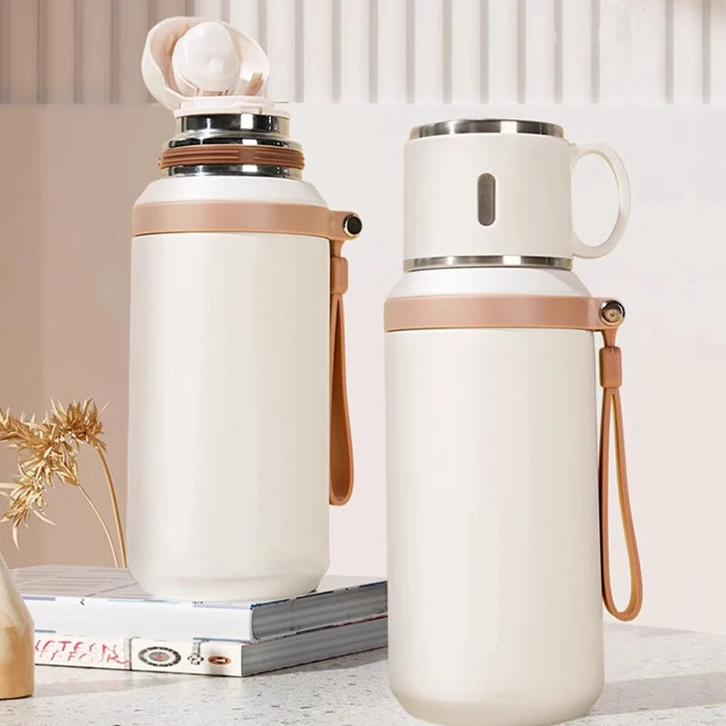 600ml Stainless Steel Coffee Cup Travel Thermal Mug Leak-Proof Thermos