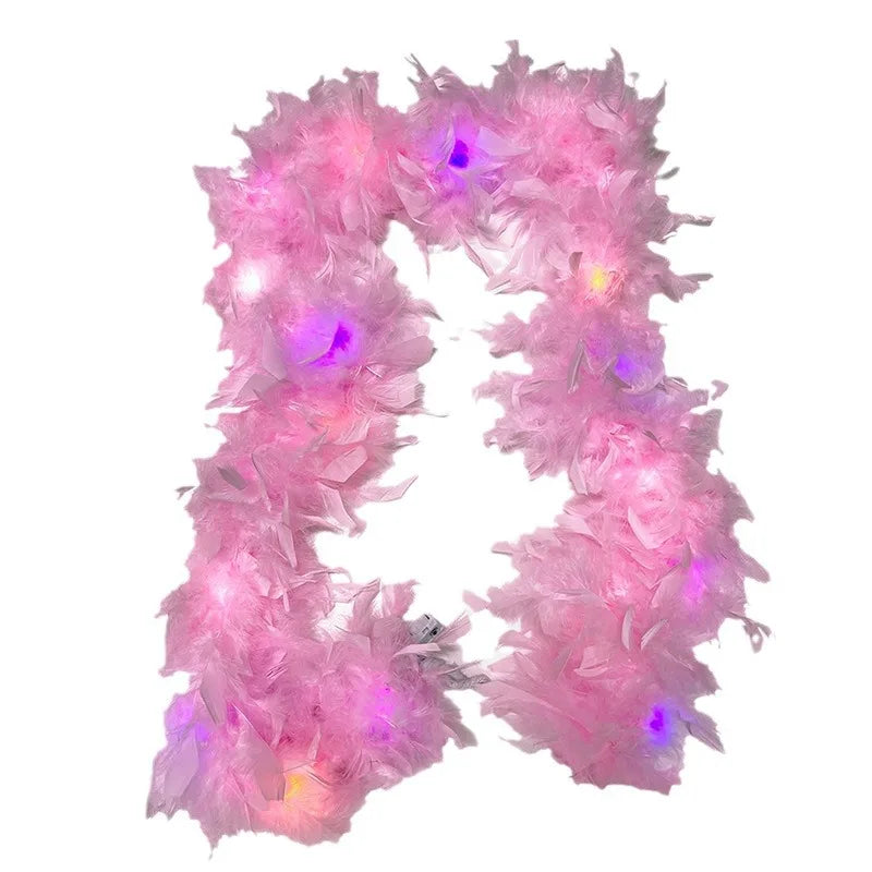Light Up Glow Party Feather Boas for Women Girls Mardi Gras Party Decorations Costume Dress Up 2M Length 60g