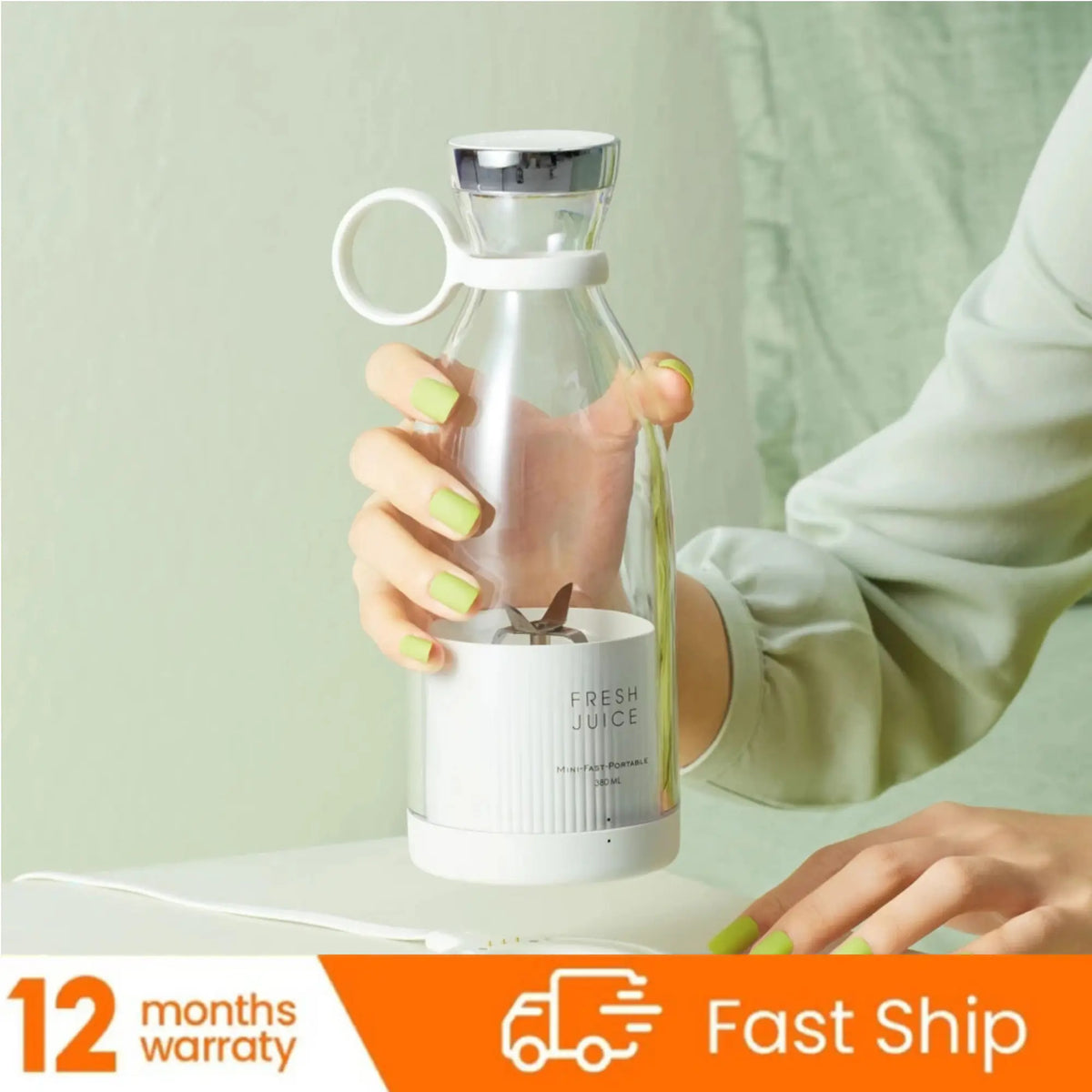 Batidora licuadora portátil recargable, mezclador inalámbrico para zumo fresco, 350 ml con cargador
