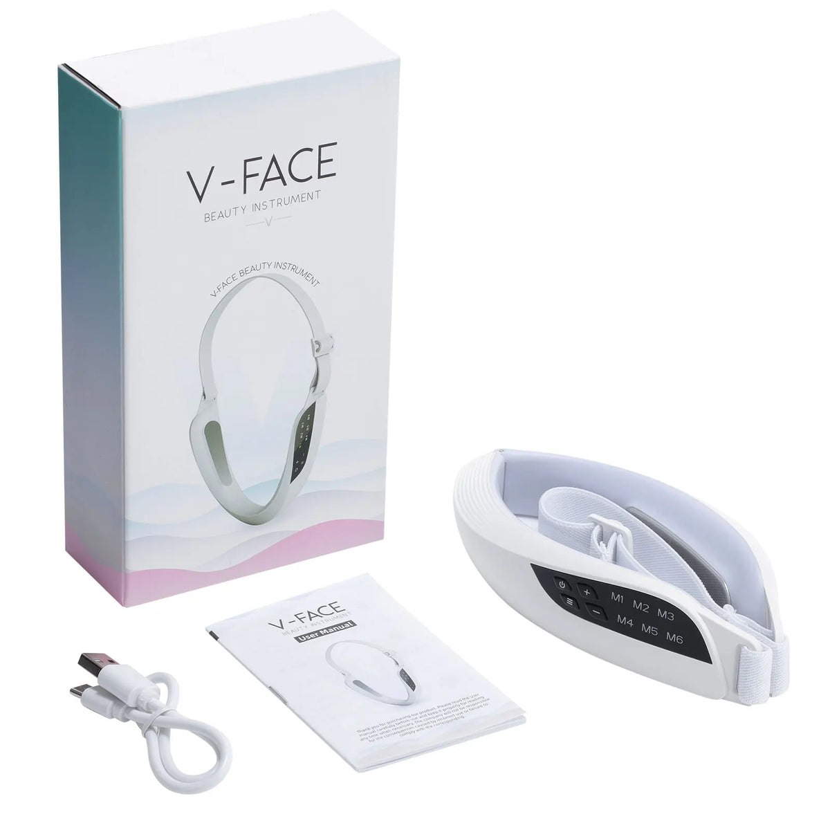 6 Mode 8 Level Vibration Facial Massager for Face Care & Contouring USB Rechargeable Skin Care Device with Adjustable Headband