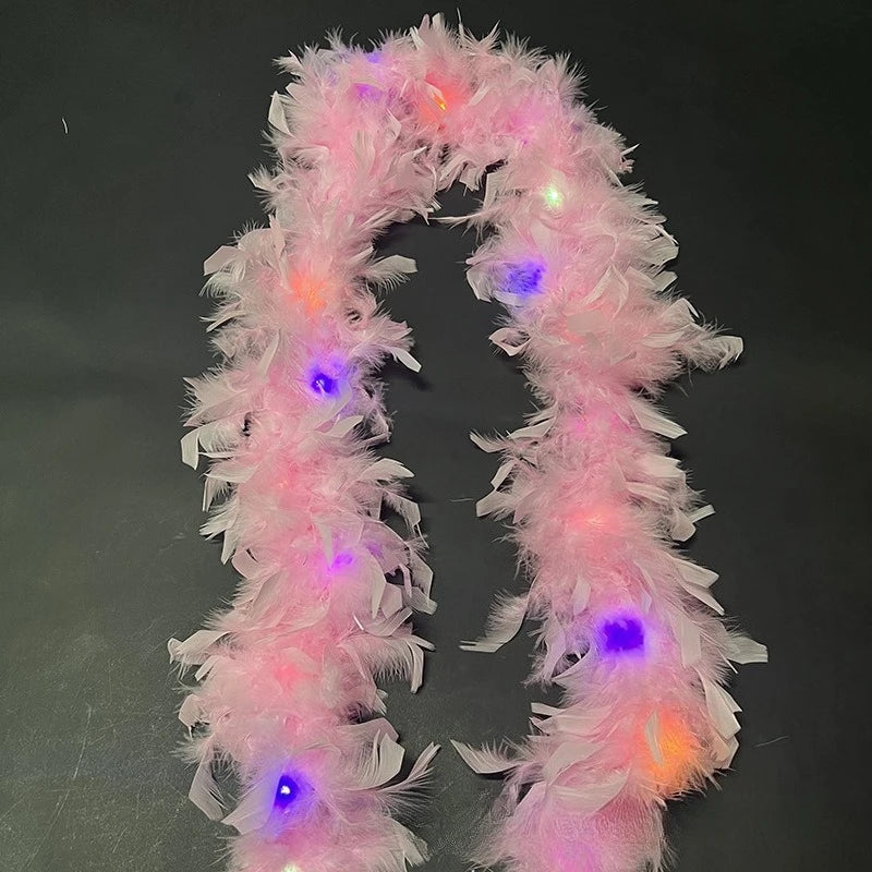 Light Up Glow Party Feather Boas for Women Girls Mardi Gras Party Decorations Costume Dress Up 2M Length 60g