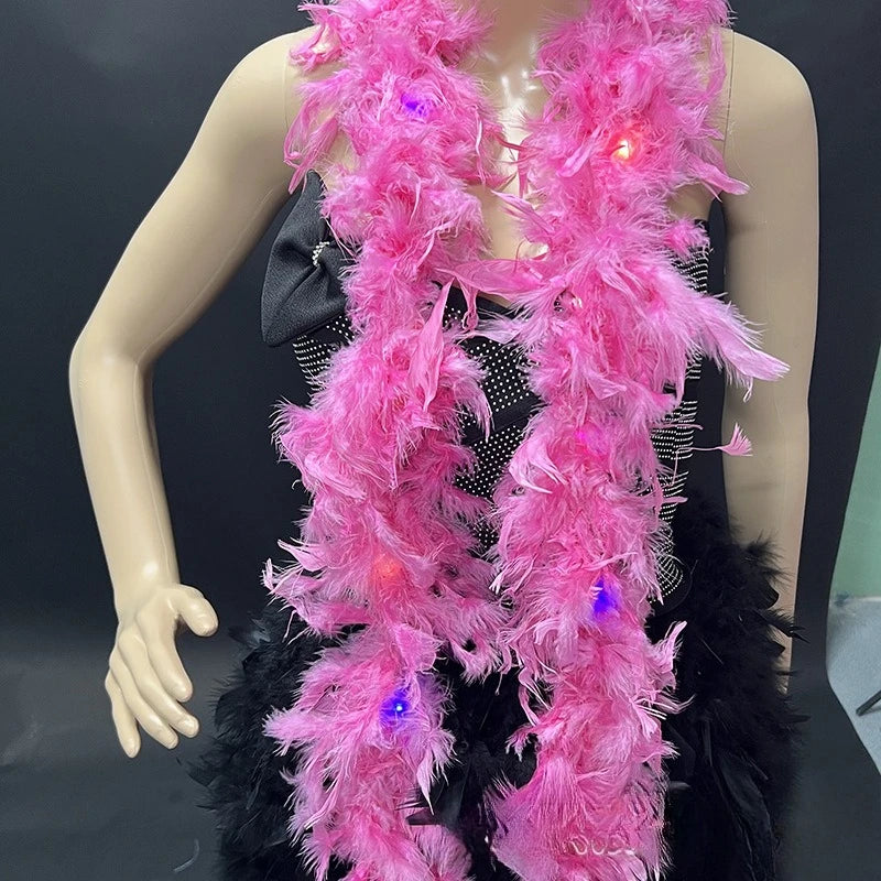 Light Up Glow Party Feather Boas for Women Girls Mardi Gras Party Decorations Costume Dress Up 2M Length 60g