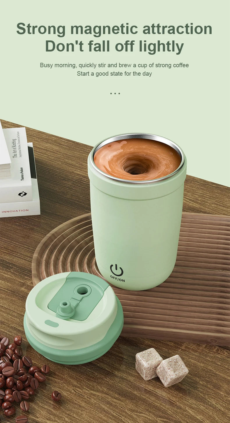 Automatic Self-Stirring Mug, Coffee and Milk Mixing Cup, Magnetic Stirring, Stainless Steel Electric Blender, 400ml