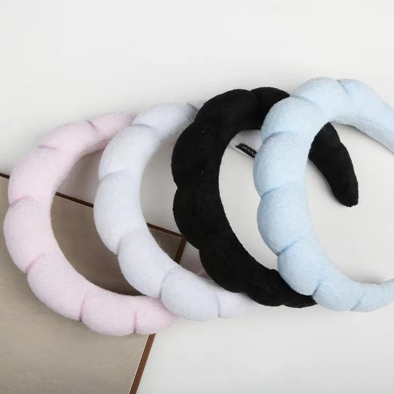 3PCS Stylish Washing Headband Set Wristbands Scrunchies Spa Bubble Headband for Washing Face Makeup Shower Skincare