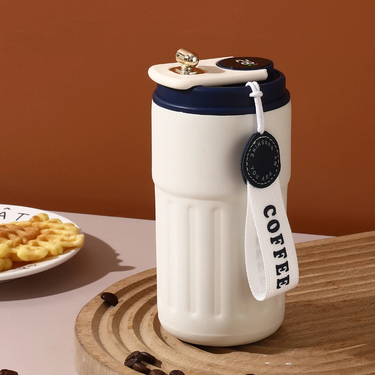 Personalized Portable Coffee Thermal Cup Digital Temperature Travel Car Bottle Custom Logo Text Drinkware for Mom Dad Christmas