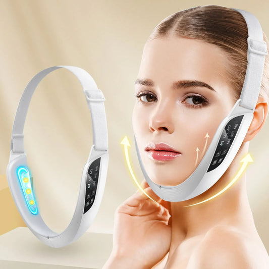 6 Mode 8 Level Vibration Facial Massager for Face Care & Contouring USB Rechargeable Skin Care Device with Adjustable Headband