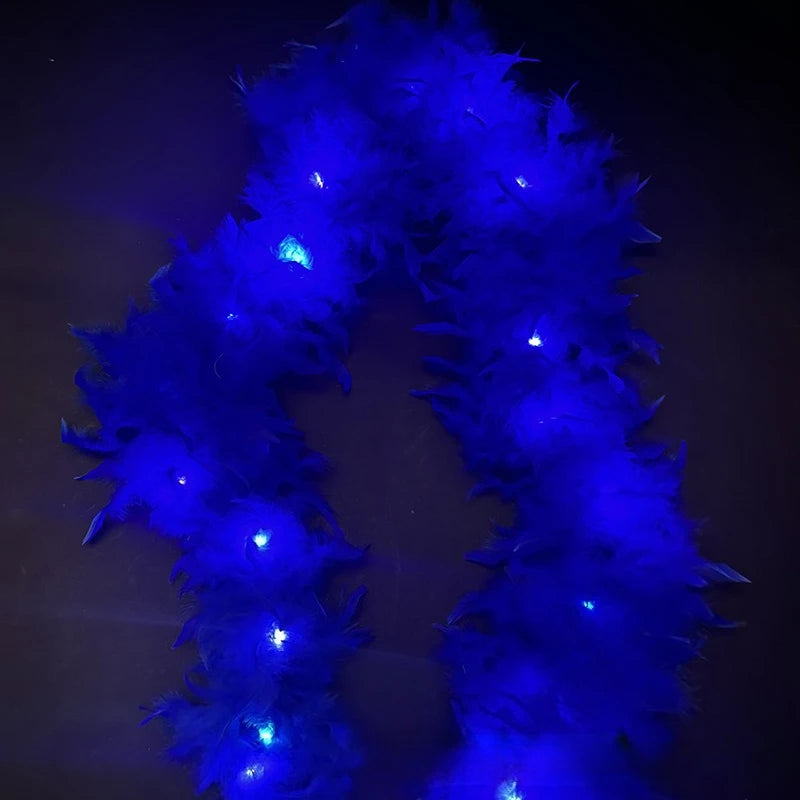 Light Up Glow Party Feather Boas for Women Girls Mardi Gras Party Decorations Costume Dress Up 2M Length 60g