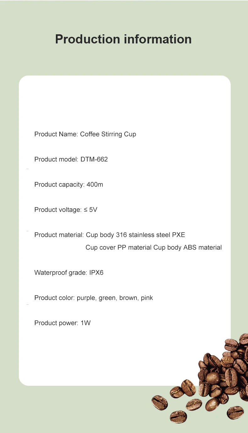 Automatic Self-Stirring Mug, Coffee and Milk Mixing Cup, Magnetic Stirring, Stainless Steel Electric Blender, 400ml